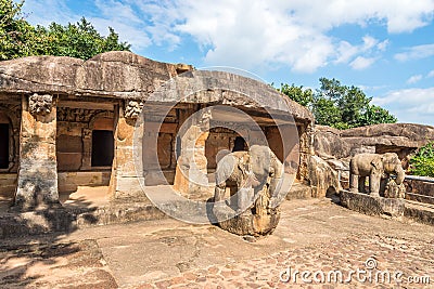 View at the Ganesha cave of Udayagiri caves complex in Bhubaneswar - Odisha, India Stock Photo