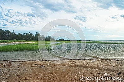 View of Gardiners Bay From Orient Beach State Park, Long Island, NY Stock Photo