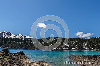 view at Garibaldi lake beautiful sunny morning with clouds on bluew sky Stock Photo