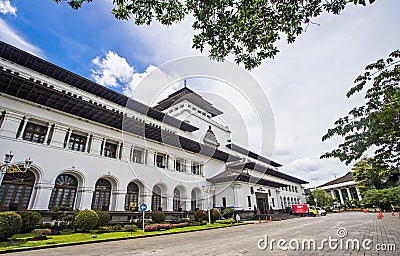 View of Gedung Sate, an Old Historical building with art deco style in Bandung, Indonesia Editorial Stock Photo