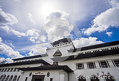 View of Gedung Sate, an Old Historical building with art deco style in Bandung, Indonesia Editorial Stock Photo