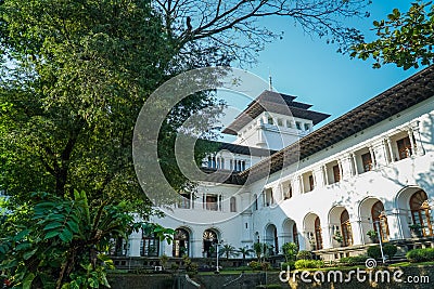 View of Gedung Sate, an Old Historical building. Governor Office, icon and landmark of Bandung city. Stock Photo