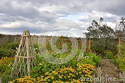 Walled Garden on Island of North East England Stock Photo