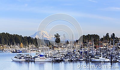Gig Harbor Washington State Mt. Rainier Stock Photo