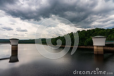 View of the Gileppe dam Stock Photo