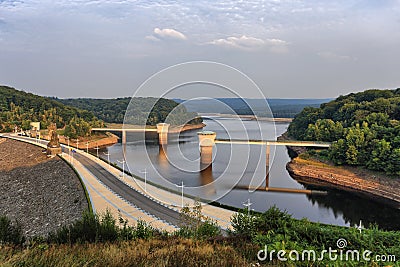 View of the Gileppe Lake in Belgium Stock Photo