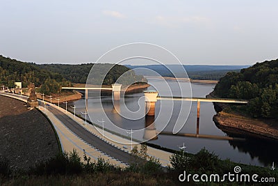 View of the Gileppe Lake in Belgium Stock Photo