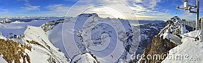 View from Glacier 3000 bridge, Les Diablerets, Gstaad Editorial Stock Photo