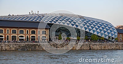 View at the glas whale shopping mall and restaurant on Budapest in Hungary Editorial Stock Photo