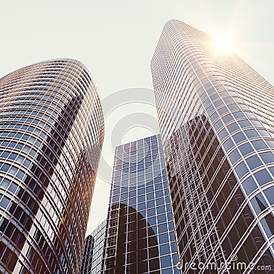 View of the glass building, high-rise building, skyscraper, commercial modern city of future. Economic and financial Stock Photo