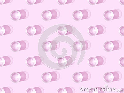 View of glasses of water on violet, seamless background pattern Stock Photo