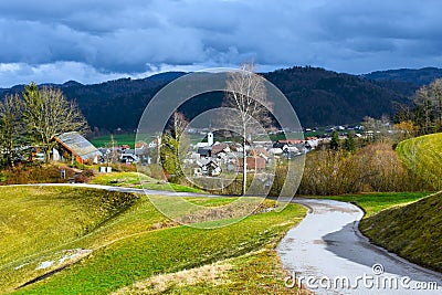 View of Gorenjska vas village in Gorenjska, Slovenia Stock Photo