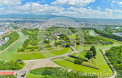 View of Goryokaku Park, where is a star fort in Hakodate, Hokkaido, Japan. Stock Photo