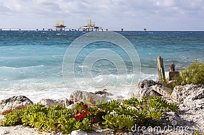 Grand Bahama Beach And Wet Dock Stock Photo