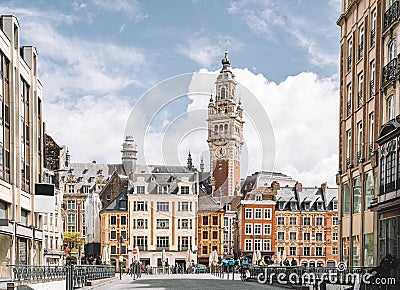 View on the Grand Place of Lille Flanders France Generalle de Gaulle Stock Photo