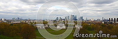 View from Greenwich park looking at London Editorial Stock Photo