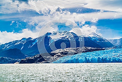 View of Grey Glacier and Grey Lake with the snowy mountain in sunny day Editorial Stock Photo