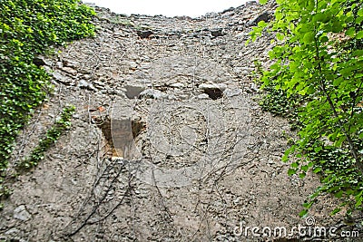 view from the ground in an old stone tower Stock Photo