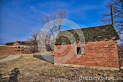 Odd Fellows Complex and Grounds Liberty MO Abandoned Outbuilding Stock Photo