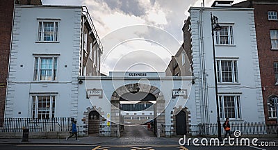 View of the Guiness Distillery storefront in Dublin, Ireland Editorial Stock Photo