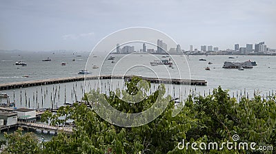 View of the Gulf of Siam and the city of Pattaya.Thailand - September 07, 2019 Editorial Stock Photo