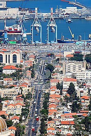 View of Haifa port, cityscape and coast of Haifa, Israel Stock Photo