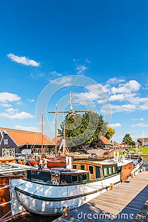 View at the harbor of the Dutch city of Harderwijk Stock Photo