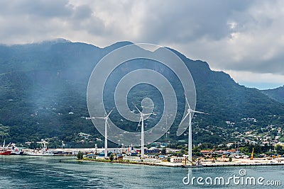 View of the harbor of Port Victoria, Mahe island, Seychelles Editorial Stock Photo