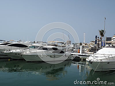 View of the harbour area, Puerto Banus, Marbella, Costa del Sol, Malaga Province, Andalucia, Spain, Western Europe. Stock Photo