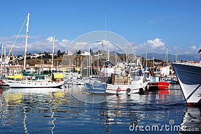 View of the harbour, Caleta de Velez. Editorial Stock Photo