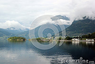 View of Hardangerfjord, the second longest fjord in Norway Stock Photo