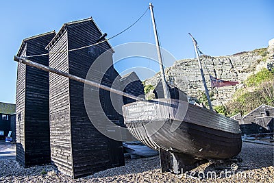 View of the Fisherman`s Museum quarter, Hastings, East Sussex, England Editorial Stock Photo