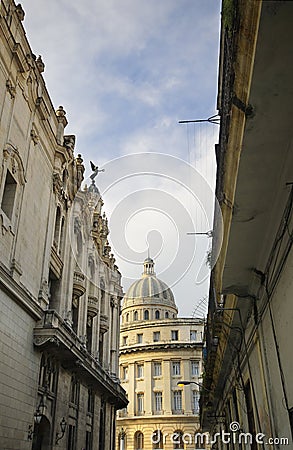 View of Havana Capitolio and typical architecture Stock Photo