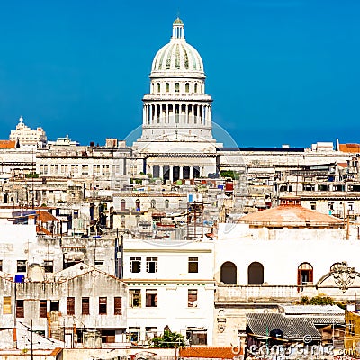 View of Havana including the dome of the Capitol Stock Photo