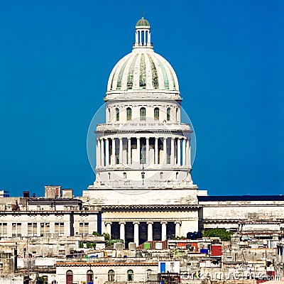 View of Havana including the dome of the Capitol Stock Photo
