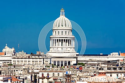 View of Havana including the dome of the Capitol Stock Photo