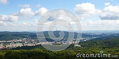 The view from heat sink on hill Devinska kobyla, Slovakia Stock Photo