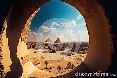View from a height of the Chephren Pyramid in Cairo, Egypt Stock Photo