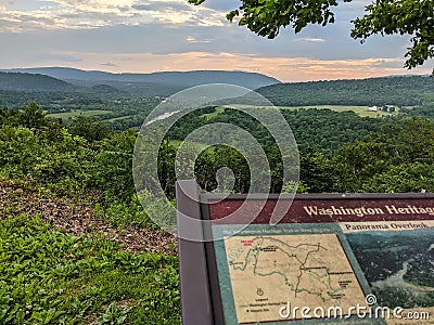 Panorama view of the Potomac River and Great Cacapon town Stock Photo