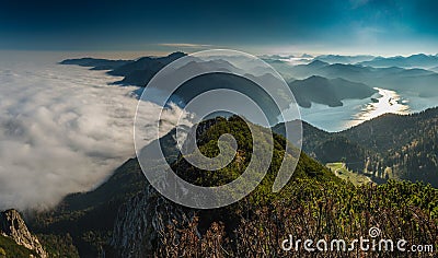 View from Heimgarten and Herzogstand in the Bavarian Alps Stock Photo