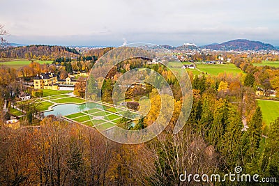 View of Hellbrunn Palace, Salzburg, Austria Stock Photo