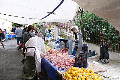 A view from Heybeliada Halki market, Istanbul Editorial Stock Photo