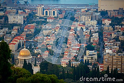 View on Hifa city and Mediterranean Sea from above Stock Photo