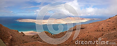 View from a high viewpoint at Lanzarote on the island la graciosa Stock Photo