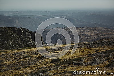 A view of the highland landscape of the Serra da Estrella in Portugal. Stock Photo
