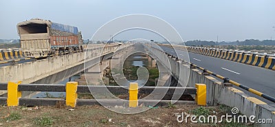 View of highway darbhanga to phulprash at one bridge in jhanjharpur madhubani bihar india Stock Photo