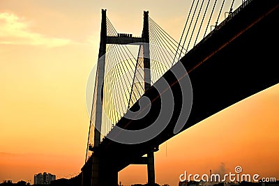 A VIEW OF A HIGHWAY IN THE DUSK WHICH IS LOOKING LIKE A WAY TOWARDS HEAVEN Stock Photo