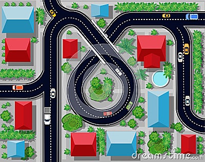 View of a highway junction Vector Illustration