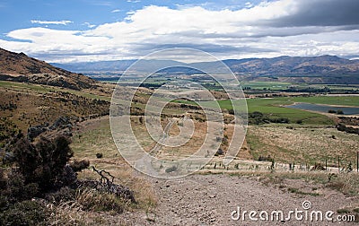 A view from the hike to Mt Pisa near Cromwell in New Zealand on a sunny day Stock Photo