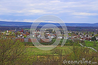View of hills, battlefields and the city of Gettysburg, Pennsylvania. Editorial Stock Photo